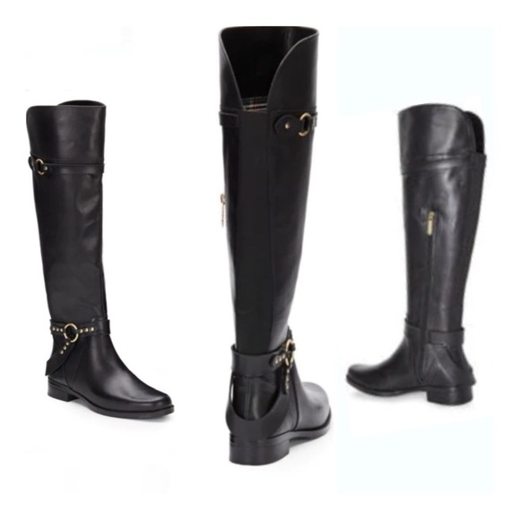 Ellen TRACY Bedford Black Leather Harness Riding Boots - Picture 1 of 16